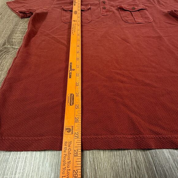 Lucky Brand Red Double Pocket Polo Shirt Men’s L Waffle Knit Casual VTG Style - Picture 5 of 8